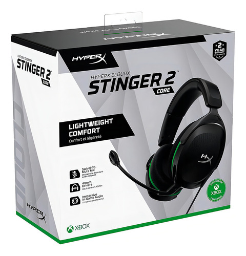 Headset Gamer Hyperx Cloudx Stinger 2 Core Negro/verde Preto