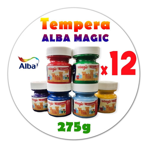 12 Temperas Alba Magic Pote X 275 Gms Colores A Elección 