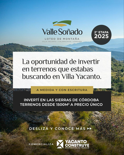Vendo Terrenos Turísticos Villa Yacanto De Calamuchita. 2°et