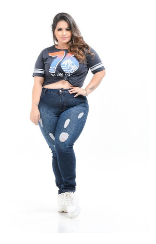 Calça Jeans Feminina Plus Size Dins Gordinhas Com Lyra