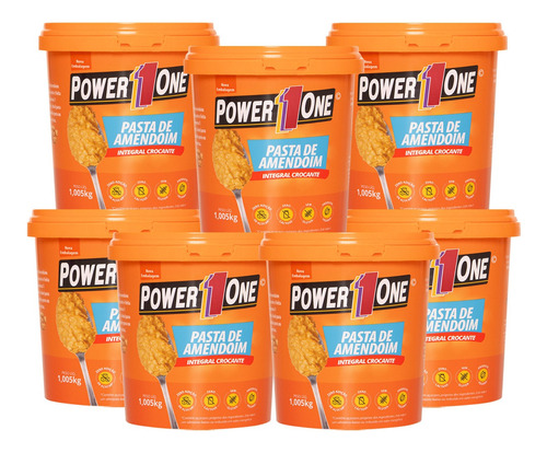 7x Pasta De Amendoim Integral Power One