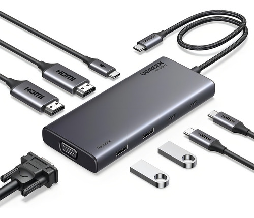 Hub Usb C Ugreen Revodok 8 En 1 Con Triple Pantalla, 35588