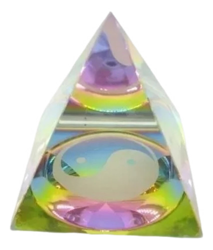 Enfeite Pirâmide Cristal Iyn Yang Decoração Coleção Energia Cor Colorida