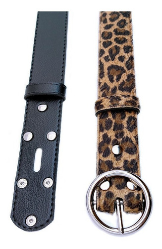 Cinto Animal Print Fivela Redonda Removível + Tira Extra