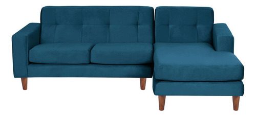 Sofa Chaiselong Der Salerno Tela  Velvet  Azul Petroleo