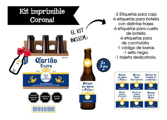 Etiqueta Cerveza Corona 6 Razones Para Amarte Imprimible | MercadoLibre