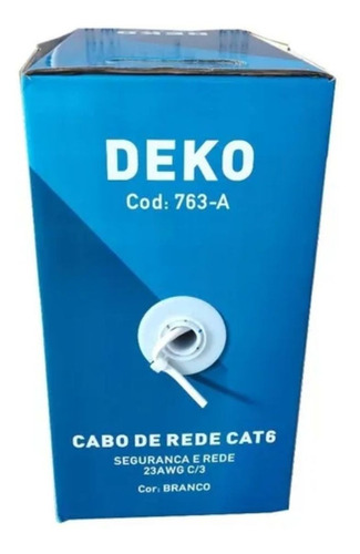 Cabo De Rede Lan Cat6 305 Metros Branco Deko