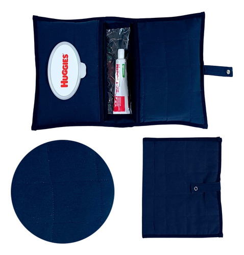 Porta Fraldas Lenço Pomada Bebê Menino Menina Cor Azul Marinho Personagem Estampado