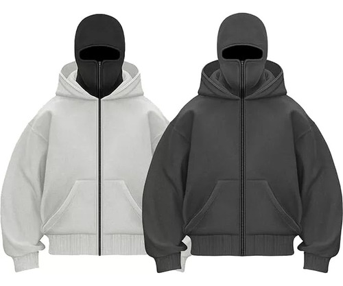 Moletom Com Capuz De Balaclava Com Zíper, Capuz Com Capuz De