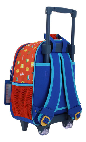 Mochila Con Ruedas Chica Chenson Super Mario Bros Drivuen Color Azul Diseño De La Tela Lisa