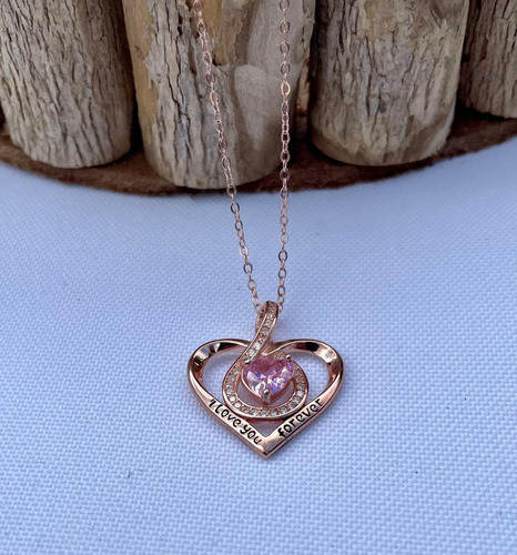 Colar Ek Luxo Coração Prata S925 Cor Ouro E Pedras Zircônia Cor Dourado