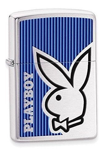 Playboy Bunny Blue Brushed Chrome Lighter