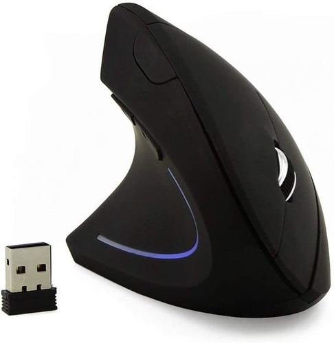 Mouse Negro Vertical Para Zurdos Inalambrico 6 Botones