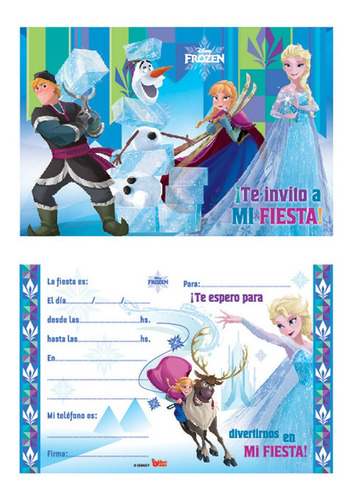 Cotillón Invitaciones X10 - Disney Frozen