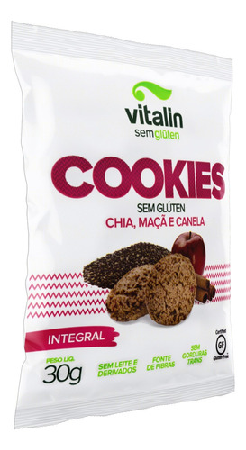 Biscoito Vitalin de chia, maçã e canela sem glúten 30 g