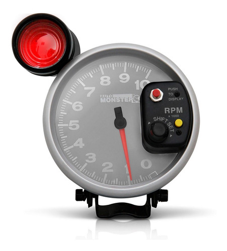 Imagem 4 de 7 de Conta Giro Velocimetro Rpm Led 7 Cores Monster Prata Prata