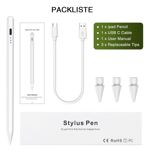 Lápiz Óptico Stylus Pluma Para Ipad,carga Rápida, Magnética