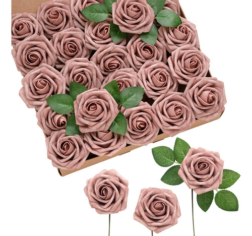 Ling&#39;s Moment 50pcs Dusty Rose Artificial Roses Flo...