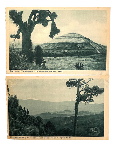2 Postales Antiguas Hugo Brehme, Teotihuacan Y Popocatepetl
