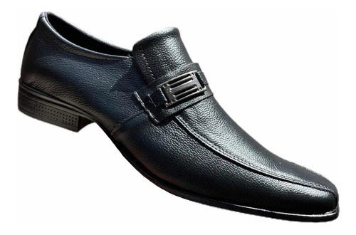 Imagem 3 de 4 de Sapato Social Preto Casual Masculino Detalhe Metal Grande