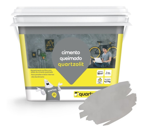 Imagem 1 de 3 de Cimento Queimado 4,5kg Cinza Quartzolit