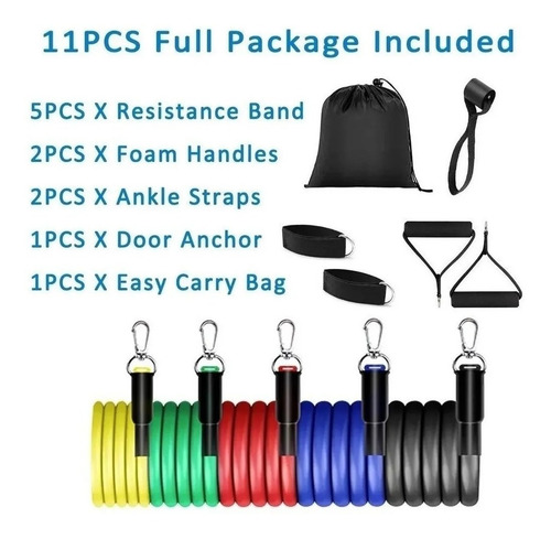 Ligas Elásticas De Resistencia Ejercicio Gym Casa Kit 11 Pzs