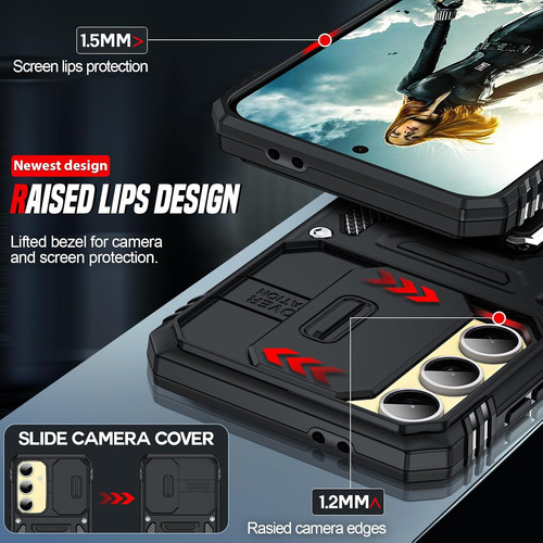 Funda Uso Rudo Cámara Para Galaxy S24 Fe Carcasa+mica Negro Samsung Galaxy S24 Fe/fan Edition