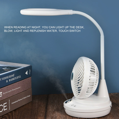 Ventilador De Mesa 3 En 1, Lámpara De Escritorio, Humidifica