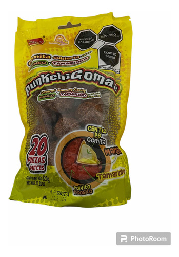 Punkchigomas Gomita Cubierta Sabor Mango Y Tamarindo 20pz