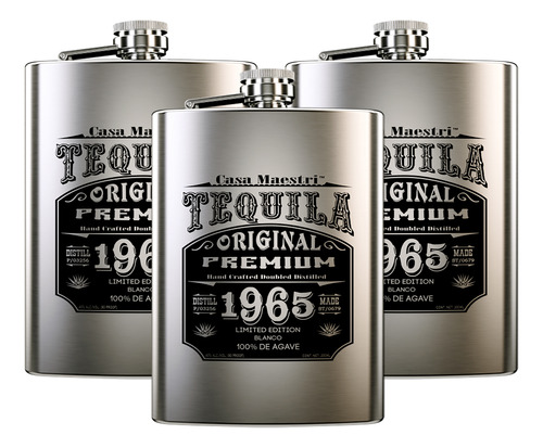 Tripack Tequila Casa Maestri Blanco (flask) 200 Ml