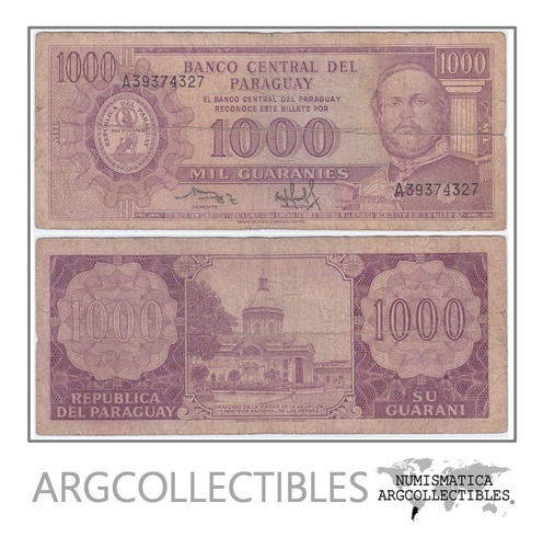 Paraguay Billete 1.000 Guaranies Serie A 1952 P-207(3)  F