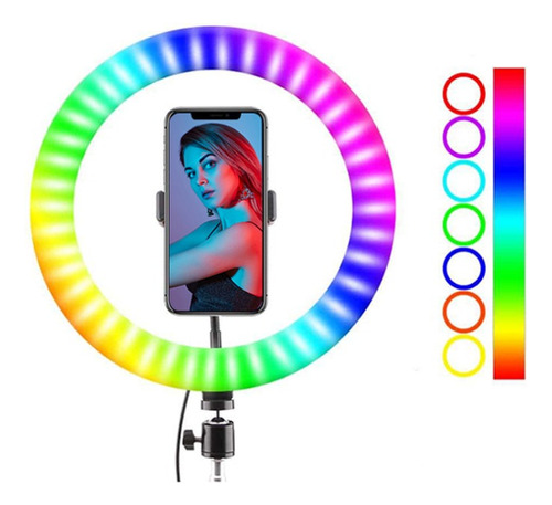 Aro Selfie 26cm Rgb Luz Led Profesional Celular Tik Tok