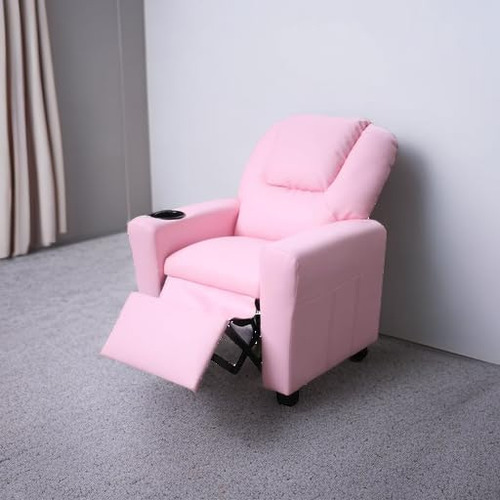 Silla Reclinable Piel Sintética Amarilla Con Portavasos