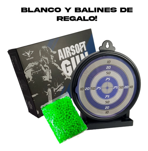 Imagen 2 de 10 de Pistola Airsoft Blanco Gel Balines Replica Resorte Vigor