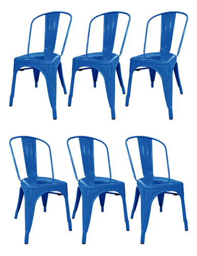 Set X6 Sillas Tolix Colores Especiales - C - Desillas Estructura De La Silla Tono Azul Claro