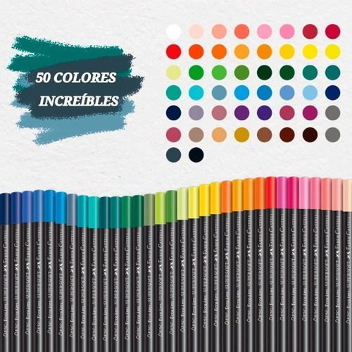 Lápices De Color Fabercastell Súpersoft Pack 50 Colores 2022