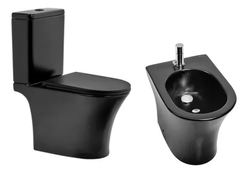 comprar Juego Baño Piazza Abruzzo Negro Inodoro Deposito Tapa Y Bide
