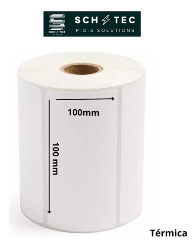 Rollo De Etiquetas Adhesivas 100x100 Impresoras Térmicas Blanco Blanco
