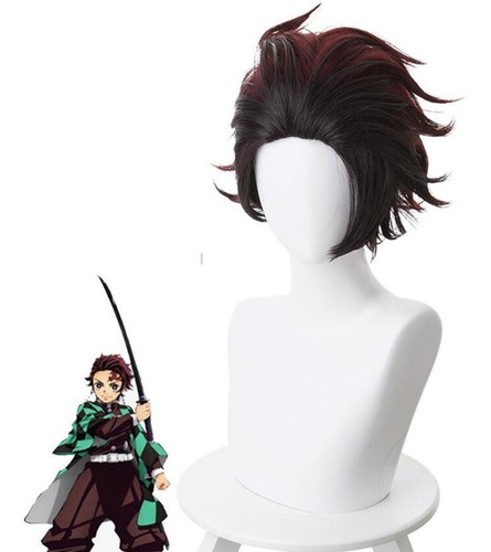 Imagen 1 de 5 de Peluca De Disfraz De Anime Para Cosplay De Tanjirou Zenitsu