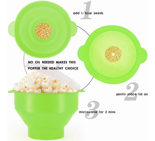 Microondas Palomitas De Maíz Tazón Plegable Con Tapasilicona