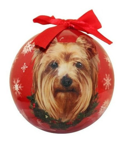 Bola A Prueba De Rotura Del Ornamento Del Navidad De Yorkie 