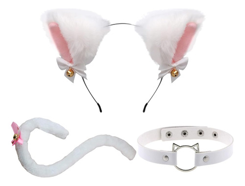 Ztl Cat Ears Headband 27.5 '' Long Tail Leather Neck Chocker