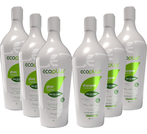 3 Kit Ecoplus Progressiva Definitiva De Argan Gloss 6x1 L