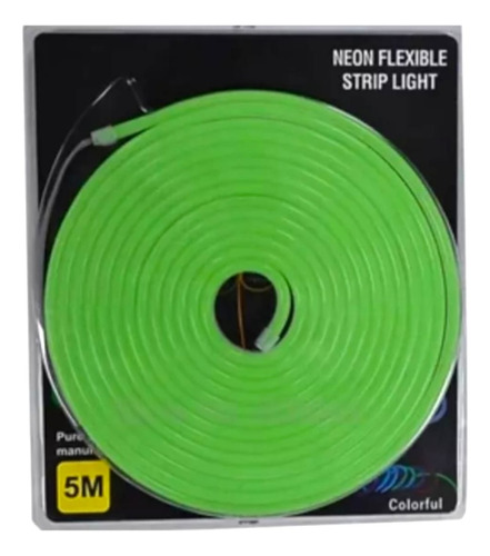 Tira D Luz Led Neon Flex 5m 12v Alto Brillo Decorativa Verde
