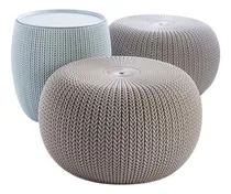 Comprar Set 2 Puffs + Mesa Keter Cozy Urban 41l Estructura Capuccino-azul