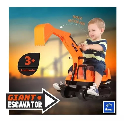 Retroescavadeira Escavadeira Infantil Trator Brinquedo Gigante Giant Roma -  Escorrega o Preço