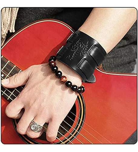Pulsera De Cuero Ancha Con Hebilla De Cinturón De Escorpión