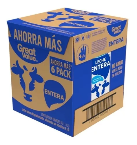 Leche Great Value entera 1 l