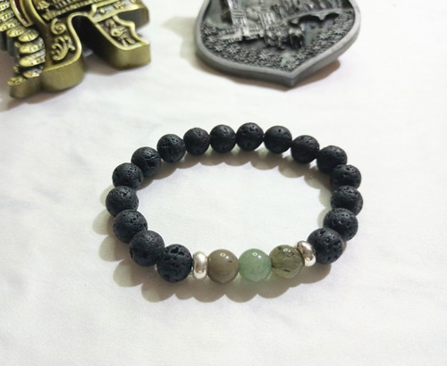 Pulsera Piedra Volcánica Y Sodalita