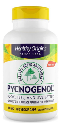 Pycnogenol 100 mg 120 cápsulas de sabor sin sabor vegano Healthy Origins